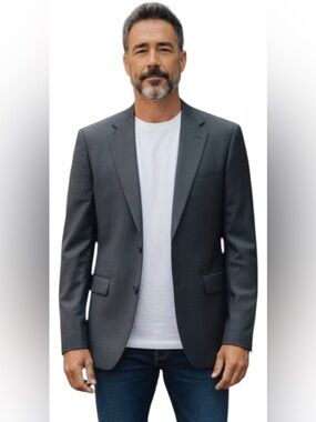 Hickey Freeman Madison Suit Mens 42L Gray 34x31 Black Loro Piana Super 130s Wool